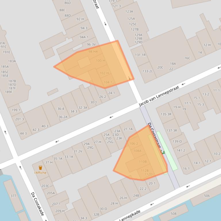 Kaart van postcodegebied 1053ZT.