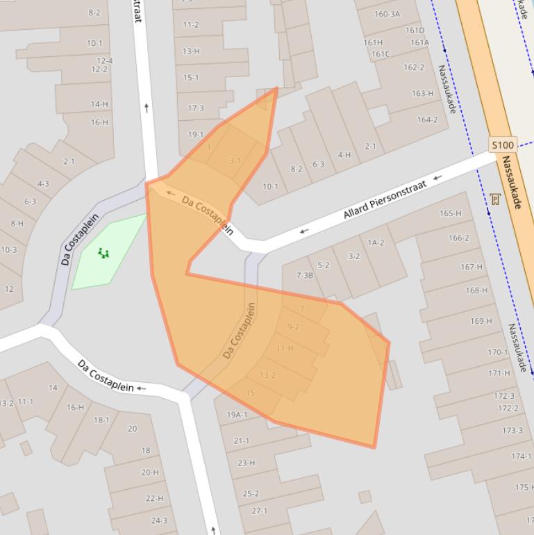 Kaart van postcodegebied 1053ZV.