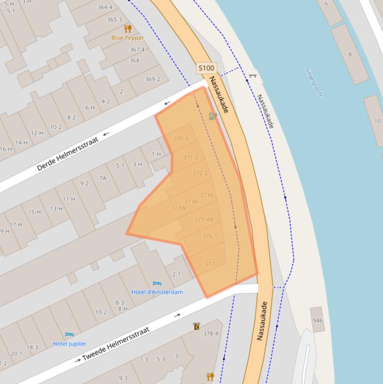 Kaart van postcodegebied 1054AC.