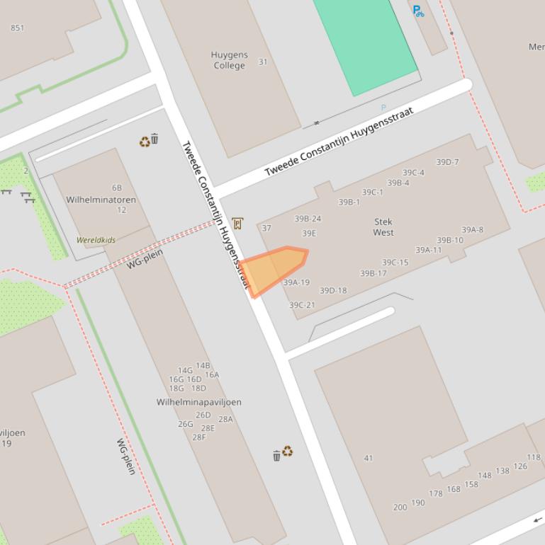 Kaart van postcodegebied 1054AG.