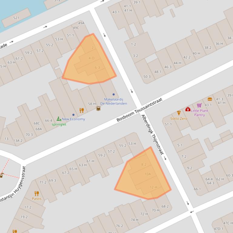 Kaart van postcodegebied 1054AJ.