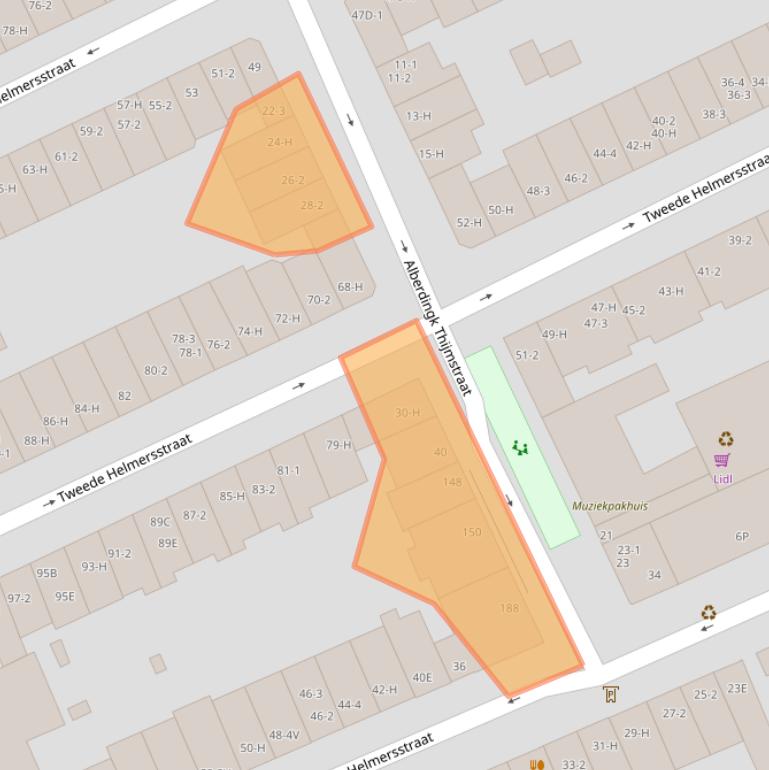 Kaart van postcodegebied 1054AK.