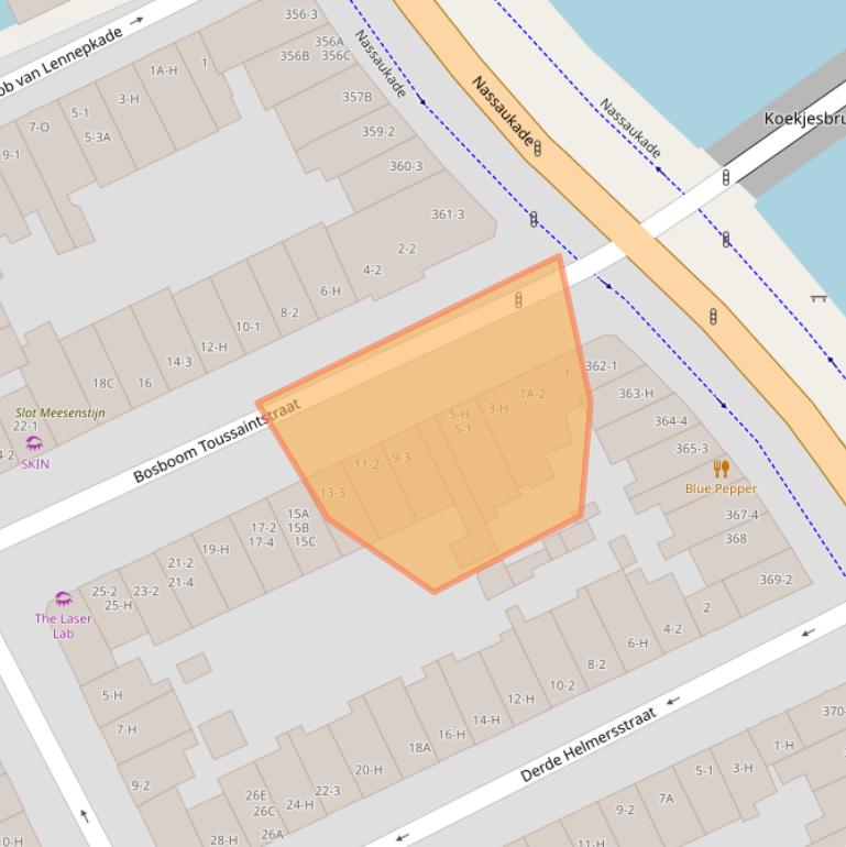 Kaart van postcodegebied 1054AL.