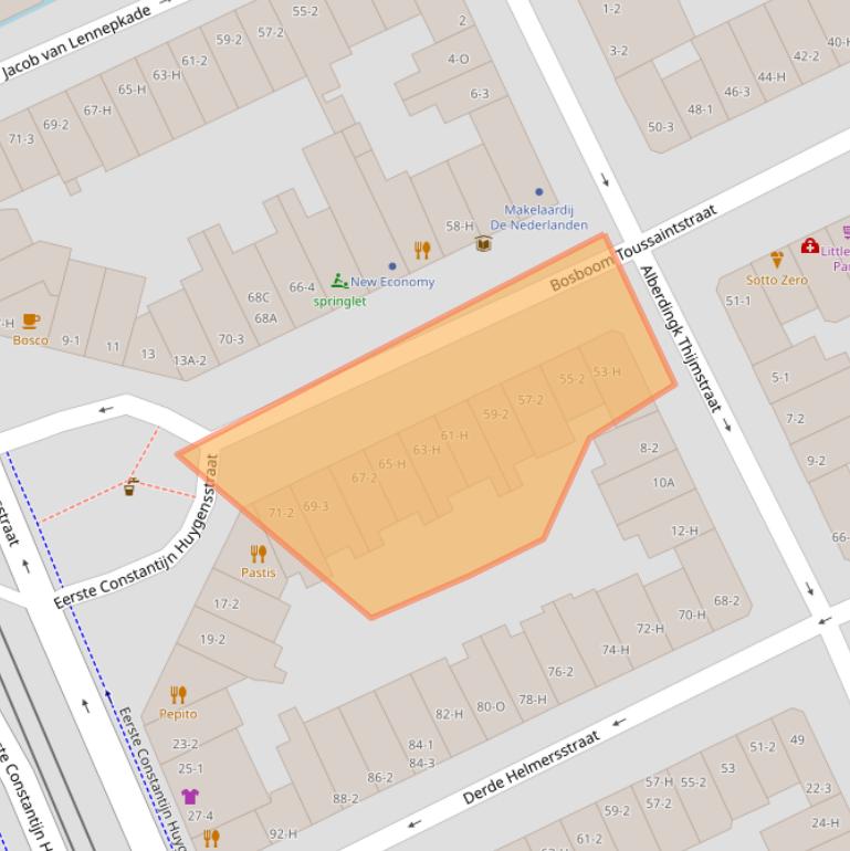 Kaart van postcodegebied 1054AP.