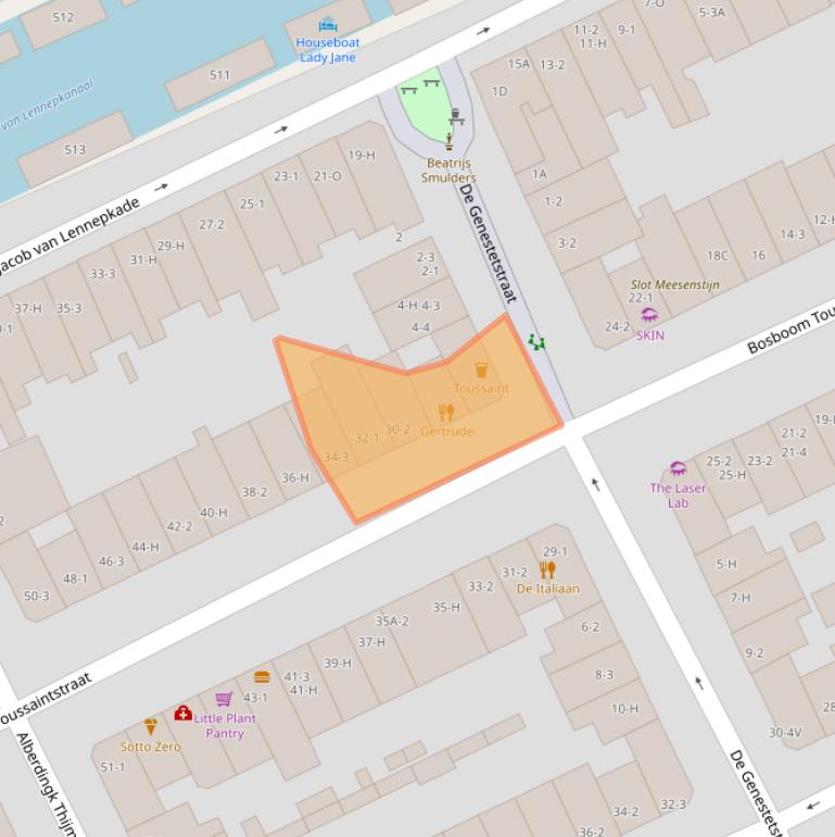 Kaart van postcodegebied 1054AS.