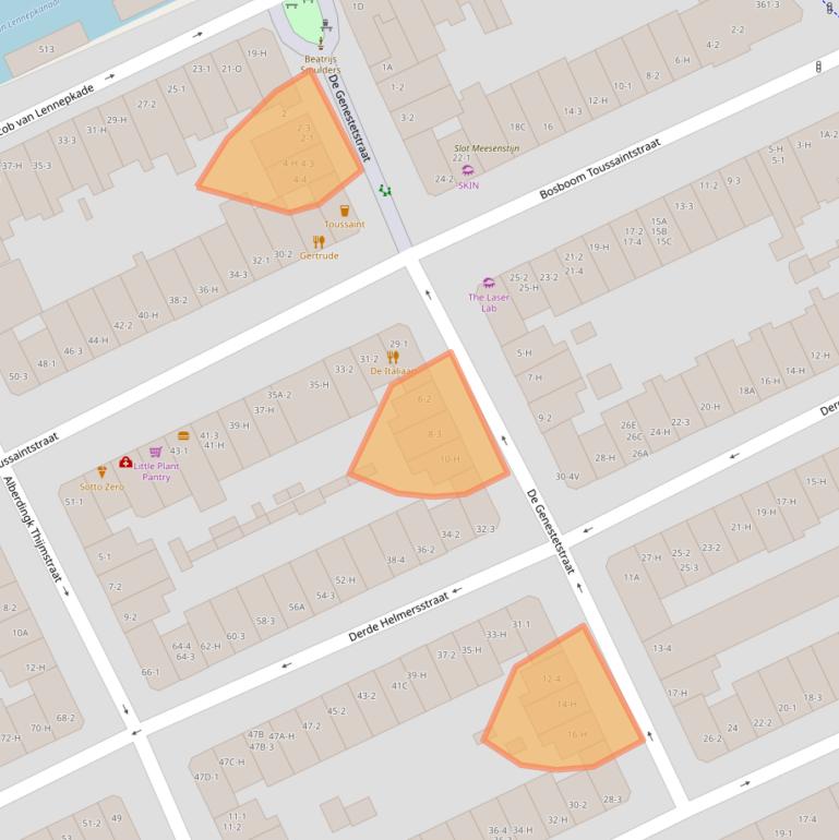 Kaart van postcodegebied 1054AX.
