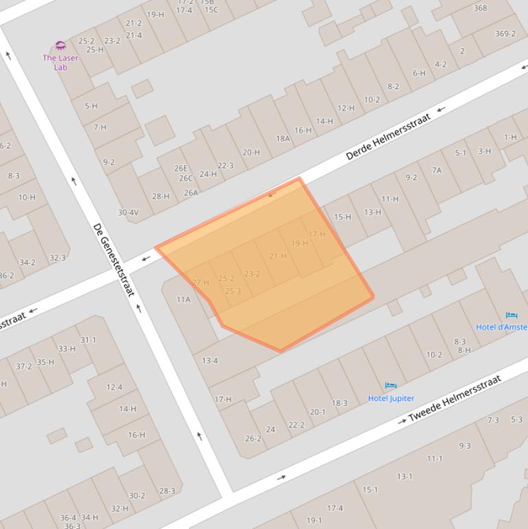 Kaart van postcodegebied 1054BA.