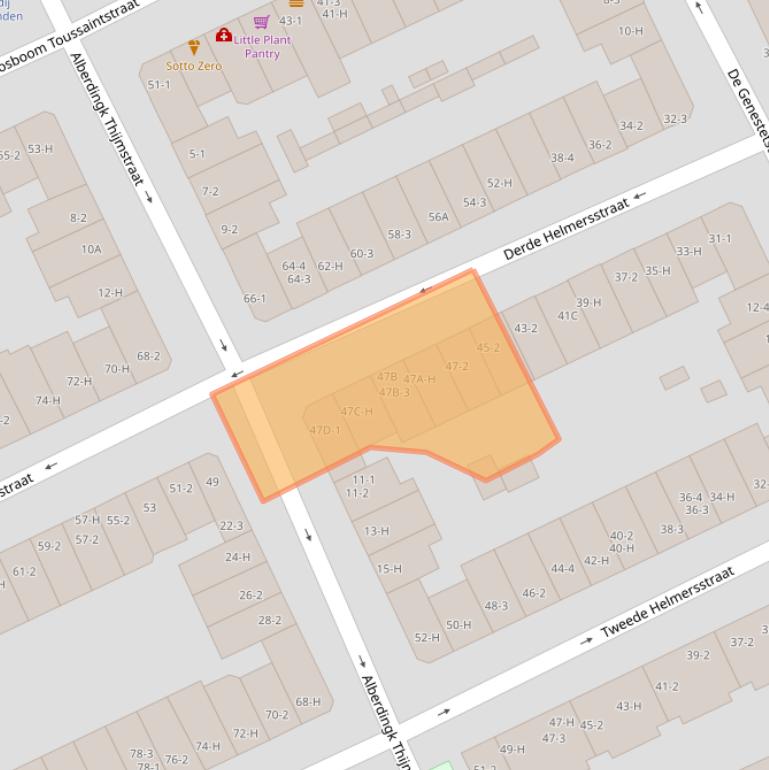 Kaart van postcodegebied 1054BC.