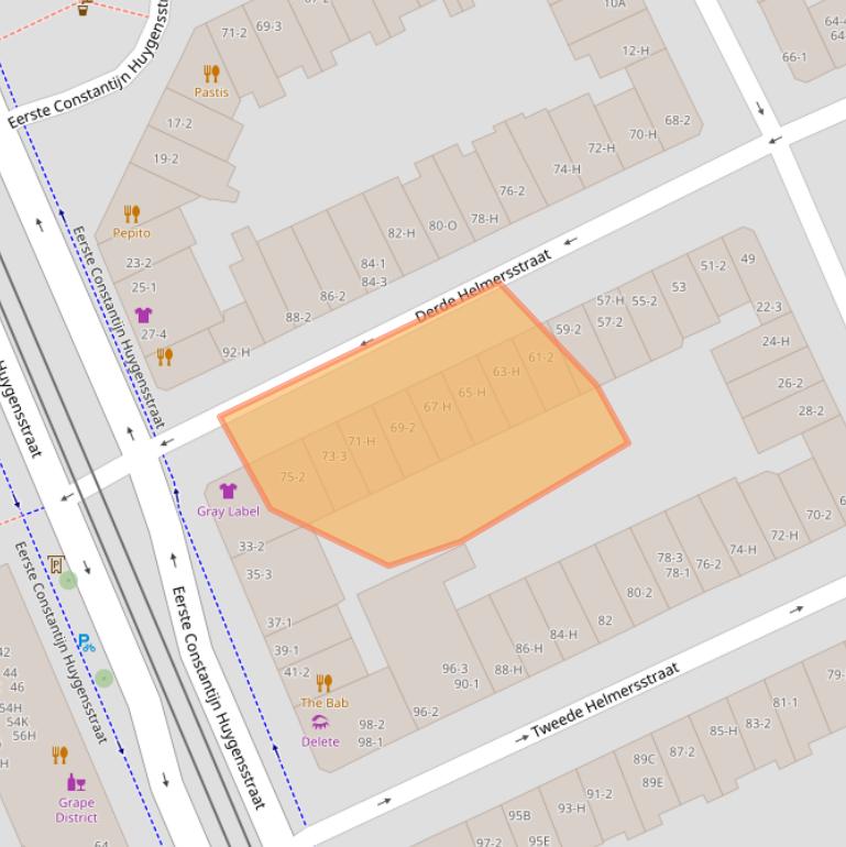 Kaart van postcodegebied 1054BE.