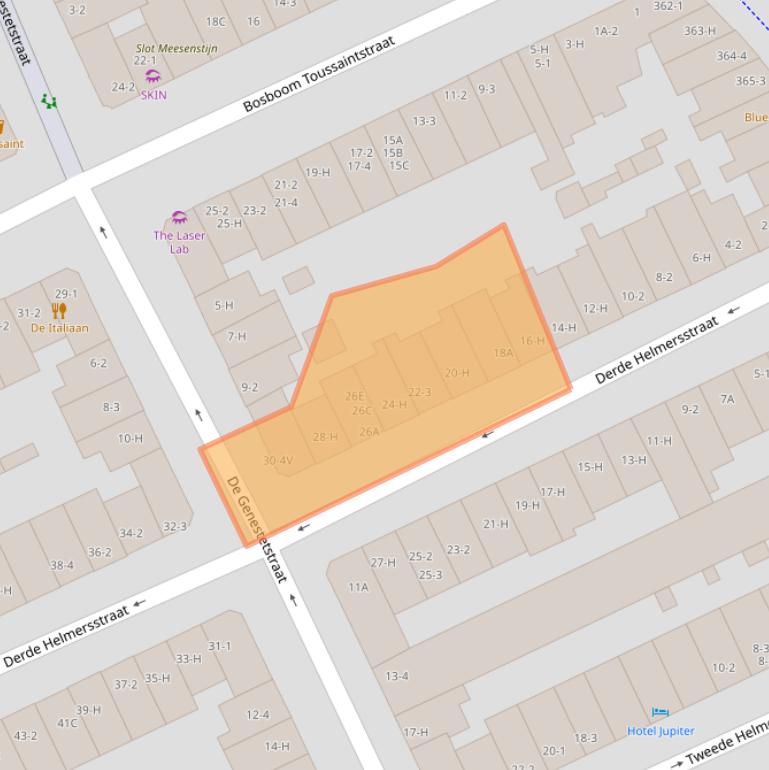 Kaart van postcodegebied 1054BH.