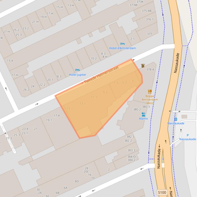 Kaart van postcodegebied 1054CA.