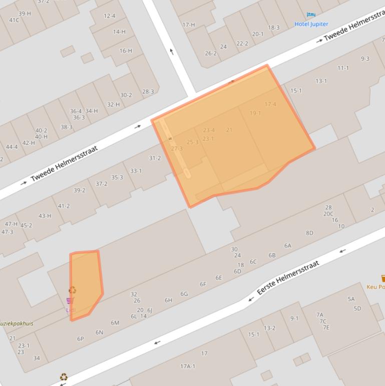 Kaart van postcodegebied 1054CB.