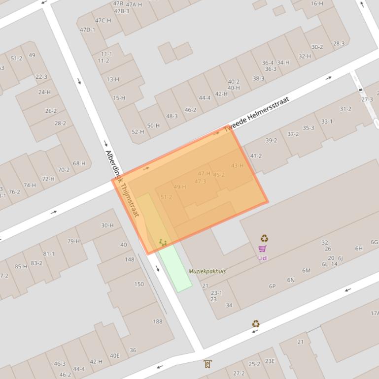 Kaart van postcodegebied 1054CD.