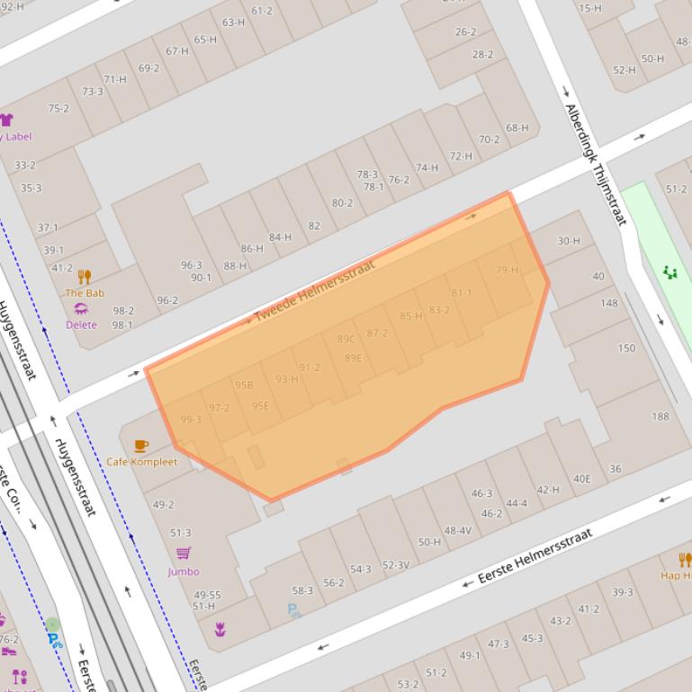 Kaart van postcodegebied 1054CE.