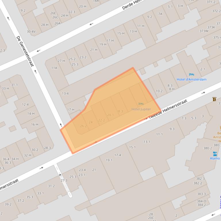 Kaart van postcodegebied 1054CJ.