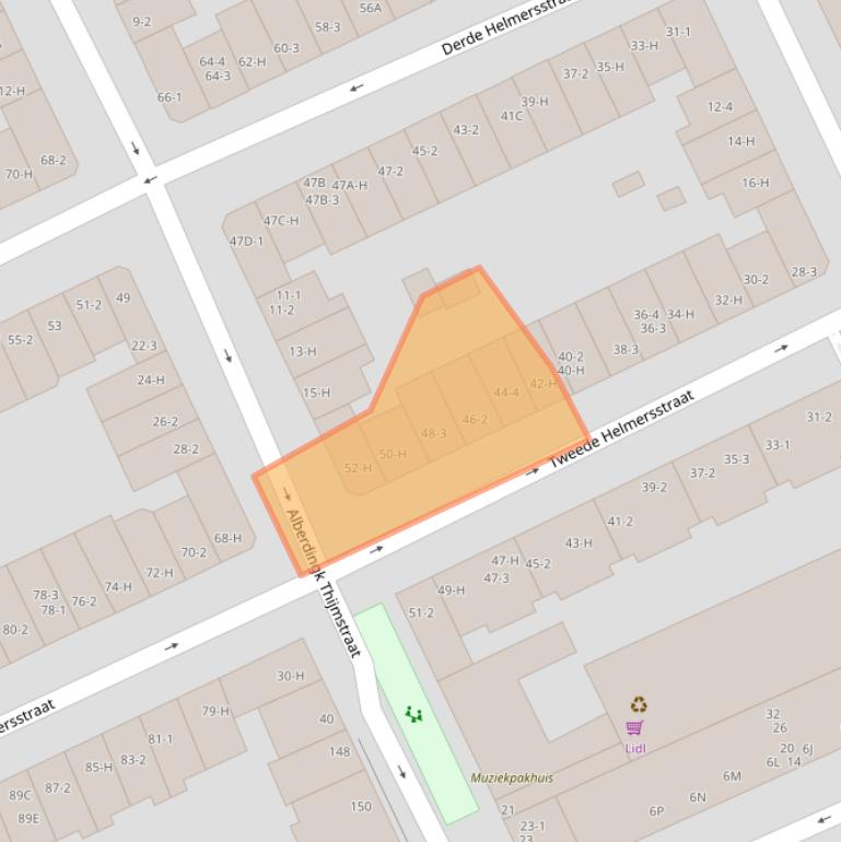 Kaart van postcodegebied 1054CL.