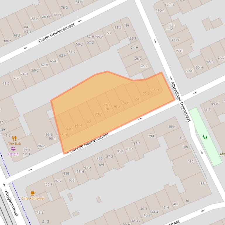 Kaart van postcodegebied 1054CM.