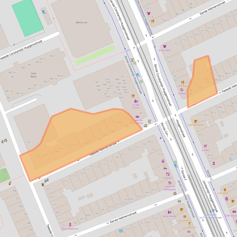 Kaart van postcodegebied 1054CN.