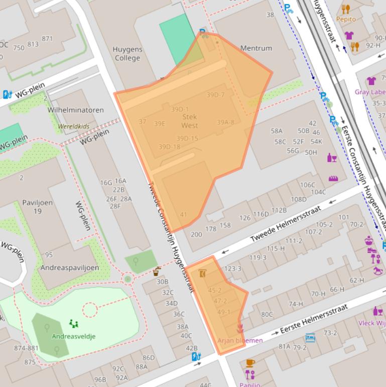 Kaart van postcodegebied 1054CP.