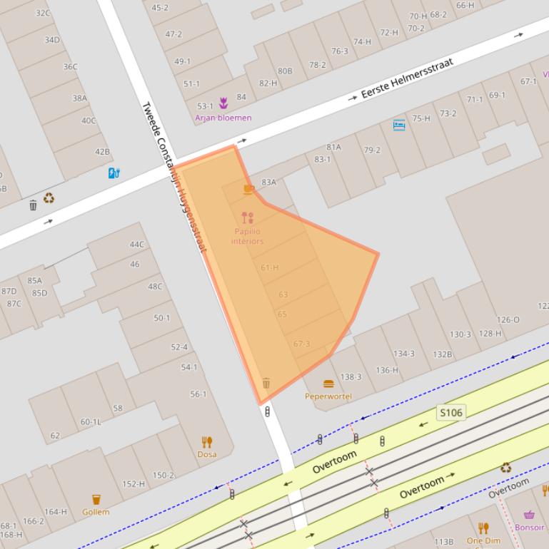 Kaart van postcodegebied 1054CR.