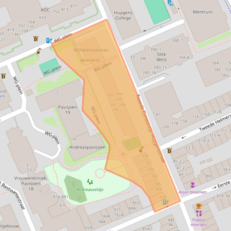 Kaart van postcodegebied 1054CT.