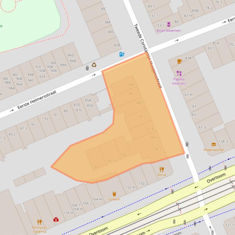 Kaart van postcodegebied 1054CV.