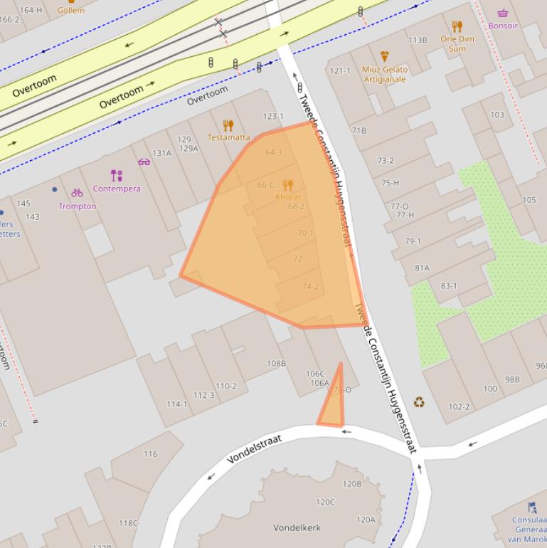 Kaart van postcodegebied 1054CW.