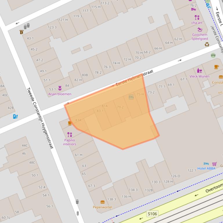 Kaart van postcodegebied 1054DD.