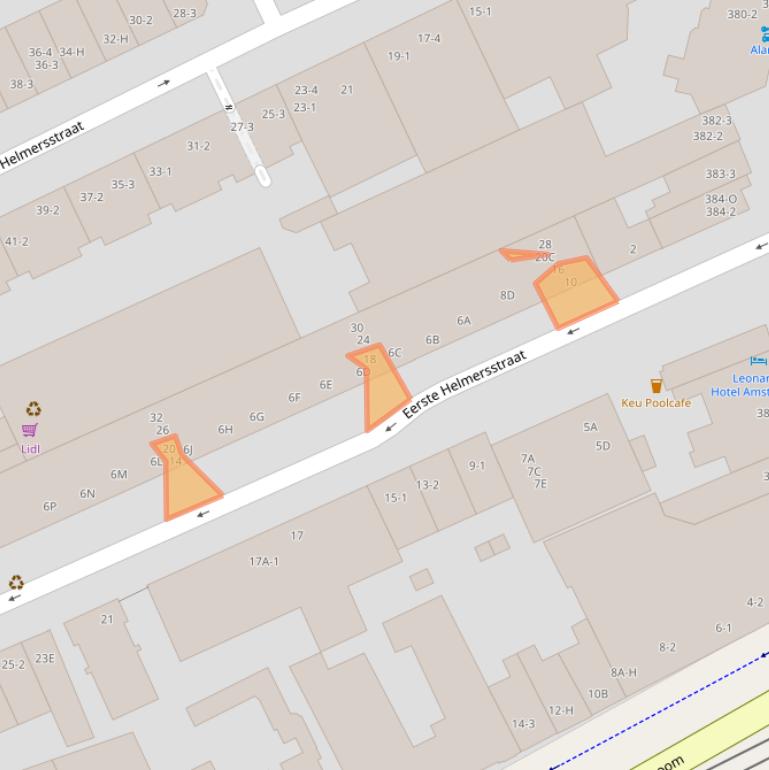 Kaart van postcodegebied 1054DG.