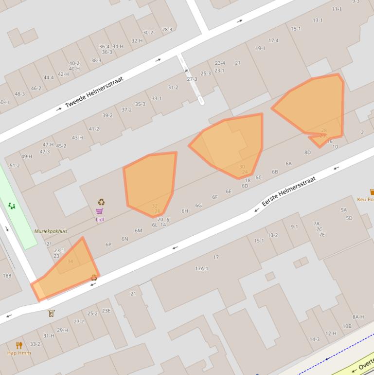 Kaart van postcodegebied 1054DH.