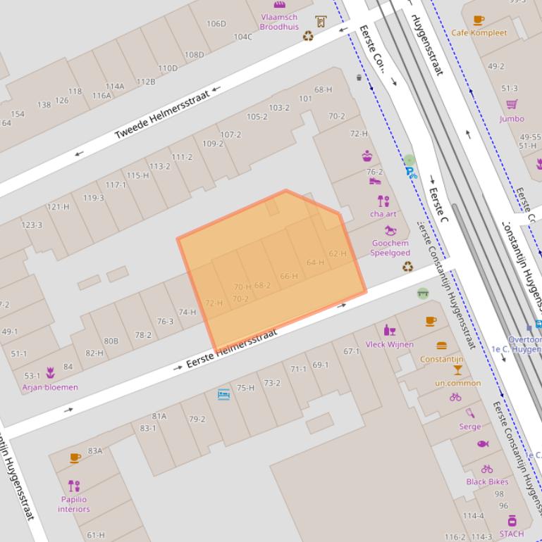 Kaart van postcodegebied 1054DK.