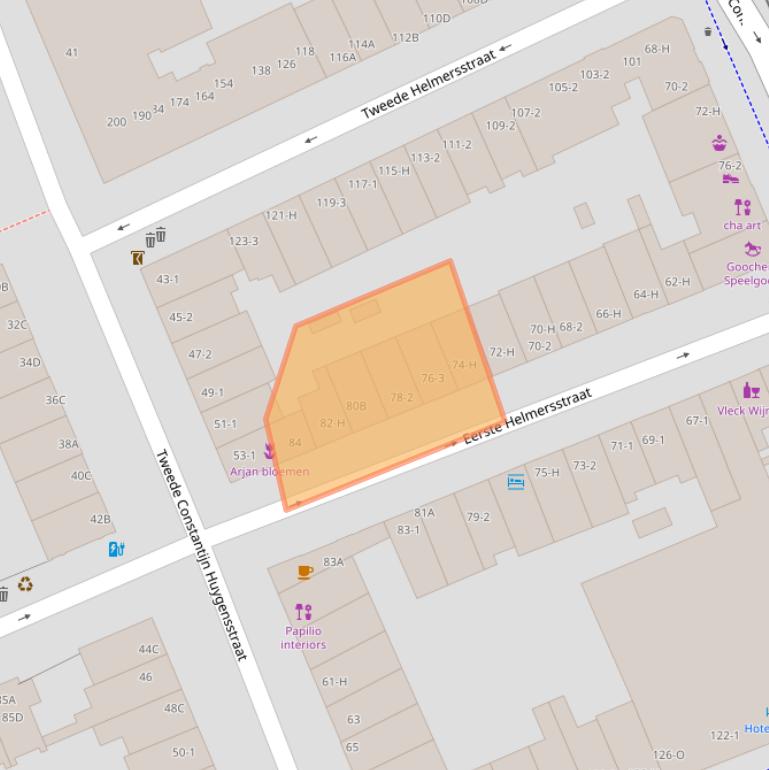 Kaart van postcodegebied 1054DL.