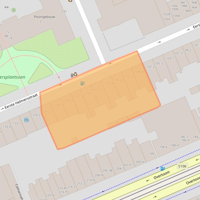 Kaart van postcodegebied 1054DN.