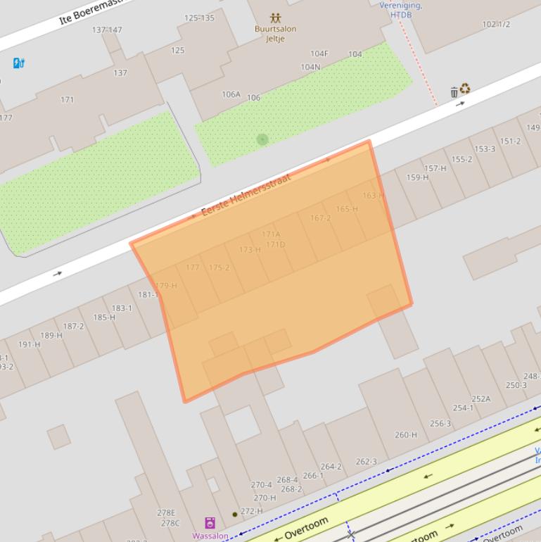 Kaart van postcodegebied 1054DS.