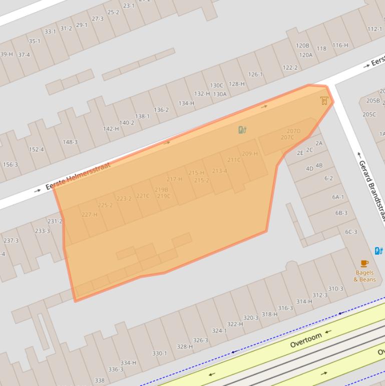 Kaart van postcodegebied 1054DW.