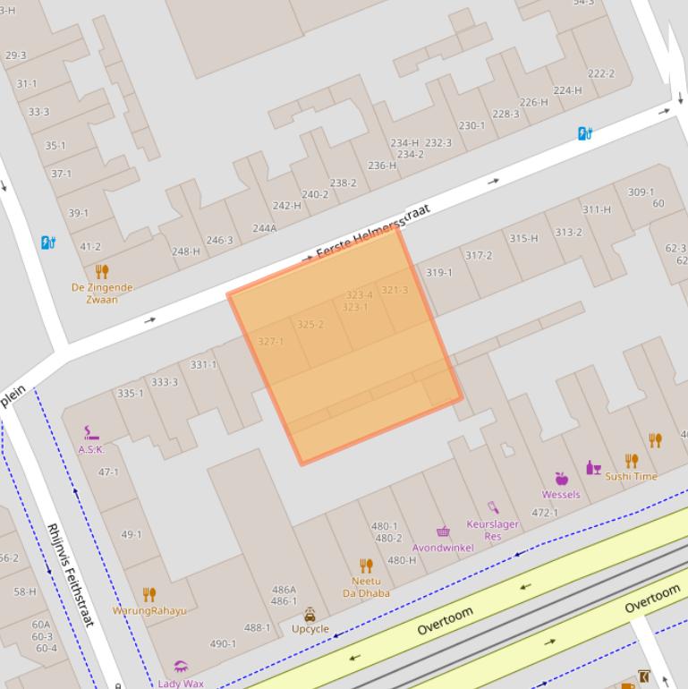 Kaart van postcodegebied 1054ED.