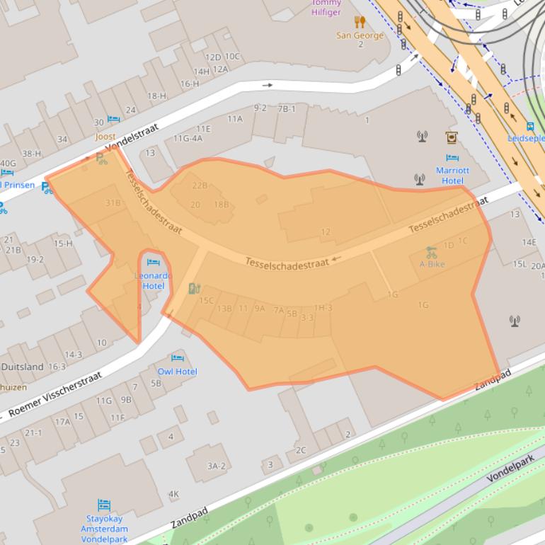 Kaart van postcodegebied 1054ET.