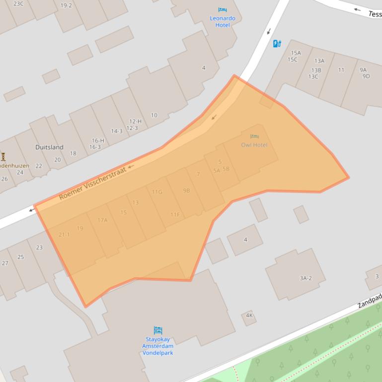 Kaart van postcodegebied 1054EV.