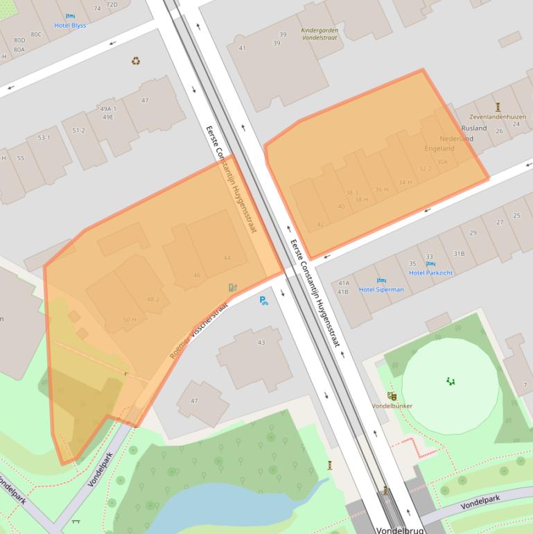 Kaart van postcodegebied 1054EZ.