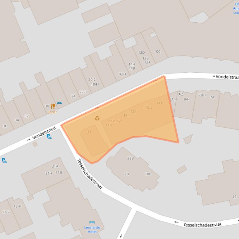 Kaart van postcodegebied 1054GC.