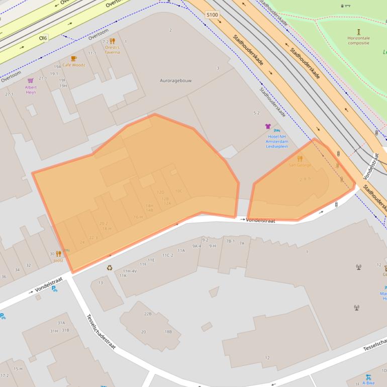 Kaart van postcodegebied 1054GD.