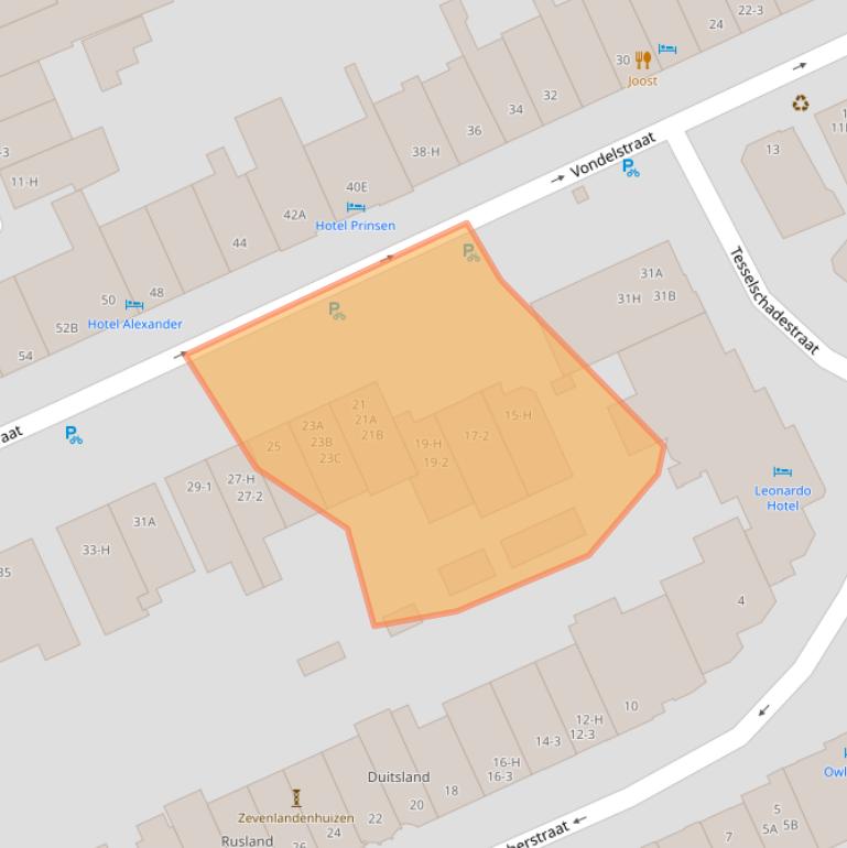 Kaart van postcodegebied 1054GH.