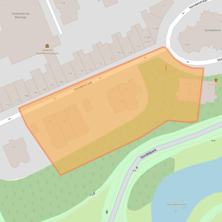 Kaart van postcodegebied 1054GL.