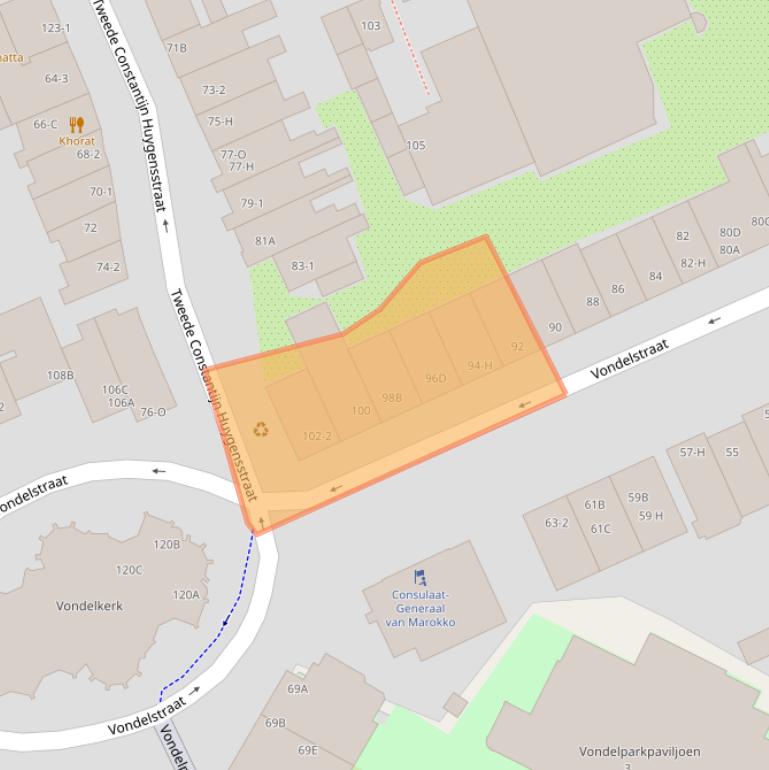 Kaart van postcodegebied 1054GP.