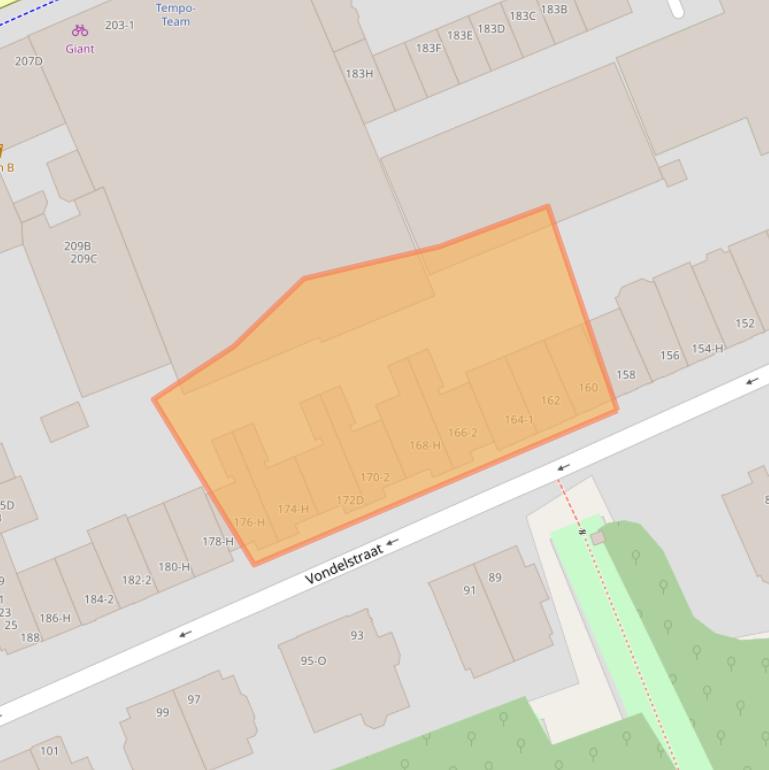 Kaart van postcodegebied 1054GV.