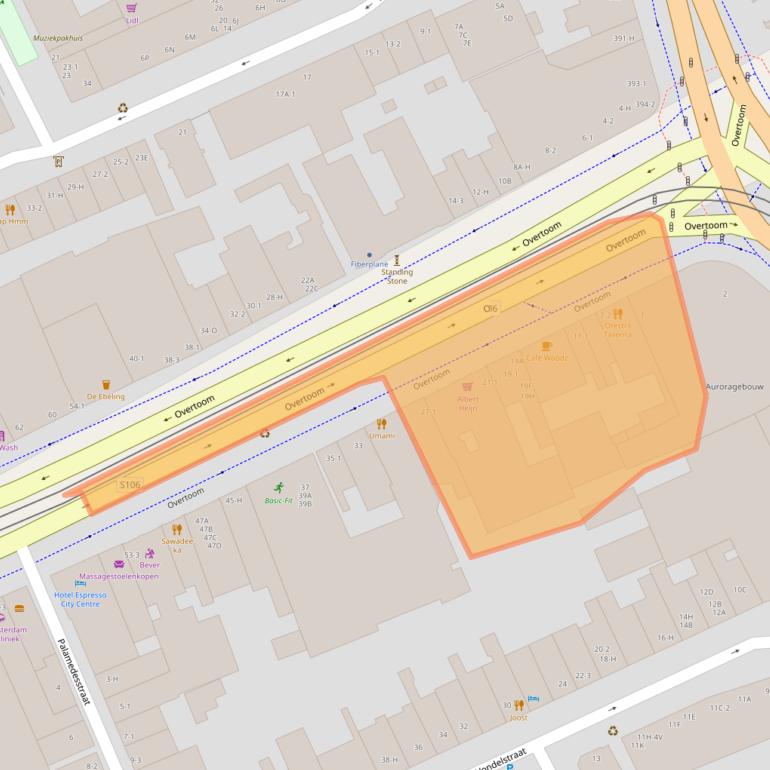 Kaart van postcodegebied 1054HA.