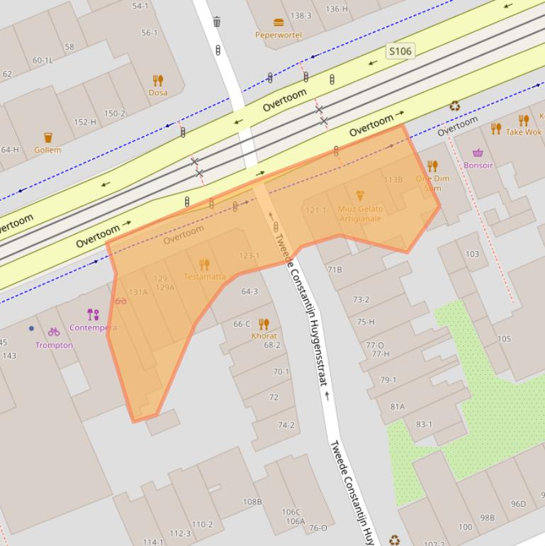 Kaart van postcodegebied 1054HE.