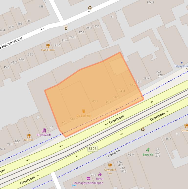 Kaart van postcodegebied 1054HK.