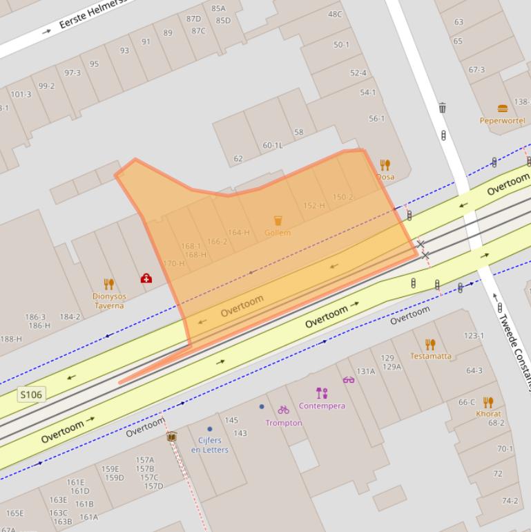 Kaart van postcodegebied 1054HP.