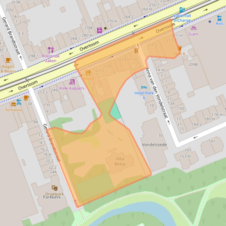 Kaart van postcodegebied 1054HV.